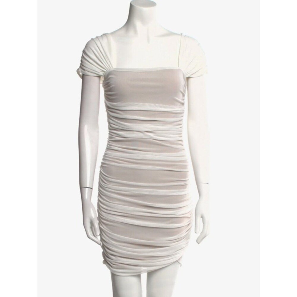 Elliatt BodyCon Ivory Ruched Draped Midi Dress size S
